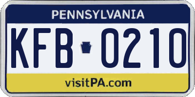 PA license plate KFB0210