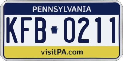 PA license plate KFB0211