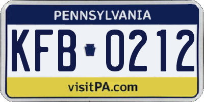 PA license plate KFB0212