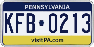 PA license plate KFB0213