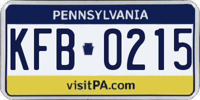 PA license plate KFB0215