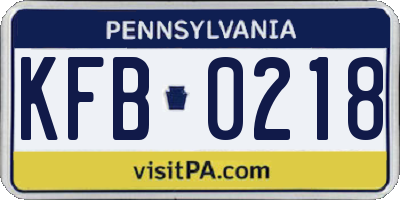 PA license plate KFB0218