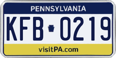 PA license plate KFB0219