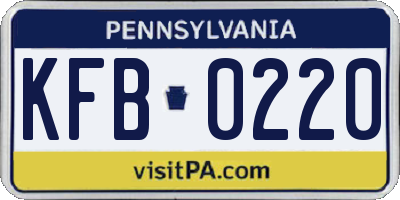 PA license plate KFB0220