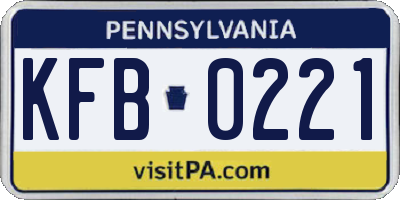 PA license plate KFB0221