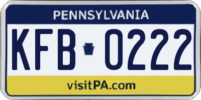 PA license plate KFB0222