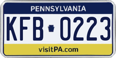PA license plate KFB0223