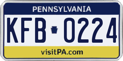 PA license plate KFB0224