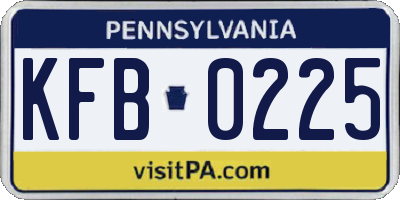 PA license plate KFB0225