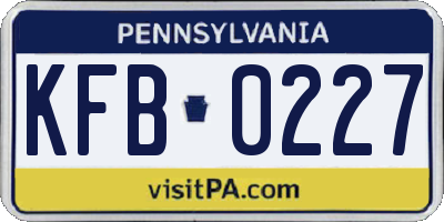 PA license plate KFB0227