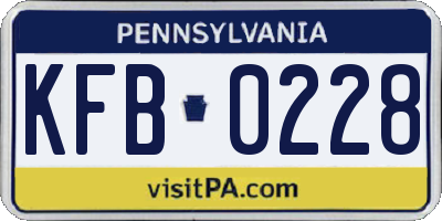 PA license plate KFB0228