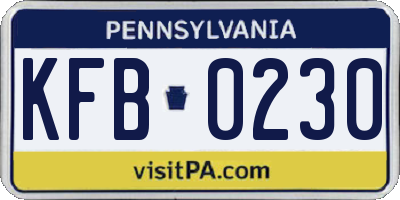 PA license plate KFB0230