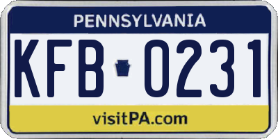 PA license plate KFB0231