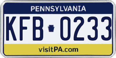 PA license plate KFB0233
