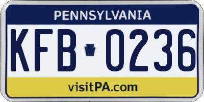PA license plate KFB0236