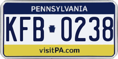 PA license plate KFB0238