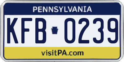 PA license plate KFB0239
