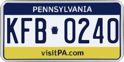 PA license plate KFB0240