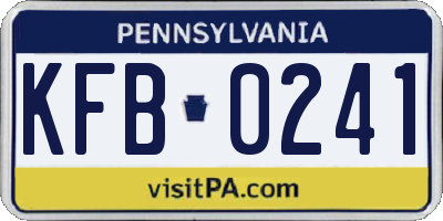 PA license plate KFB0241