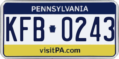 PA license plate KFB0243