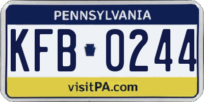 PA license plate KFB0244
