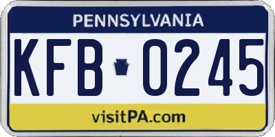PA license plate KFB0245