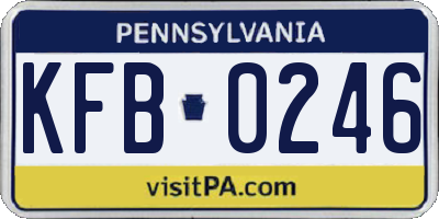 PA license plate KFB0246