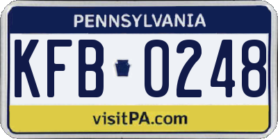 PA license plate KFB0248