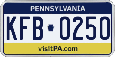 PA license plate KFB0250
