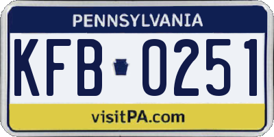 PA license plate KFB0251