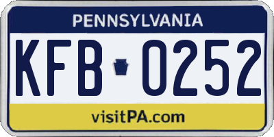 PA license plate KFB0252