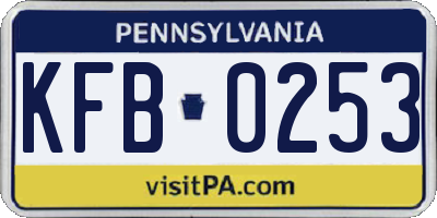 PA license plate KFB0253
