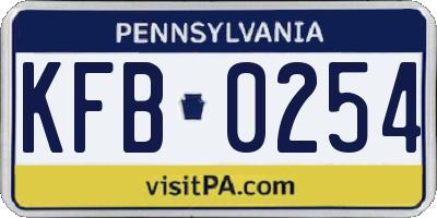 PA license plate KFB0254