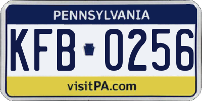 PA license plate KFB0256