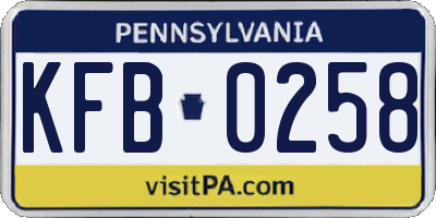 PA license plate KFB0258