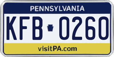 PA license plate KFB0260