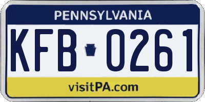 PA license plate KFB0261