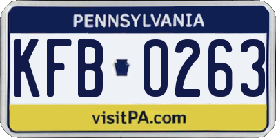 PA license plate KFB0263