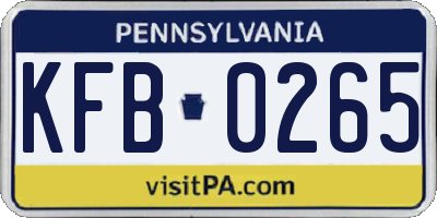 PA license plate KFB0265
