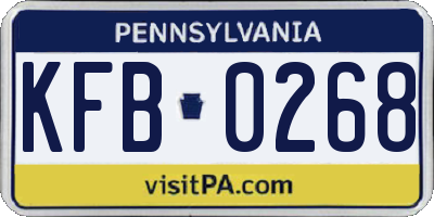PA license plate KFB0268