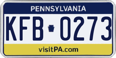 PA license plate KFB0273