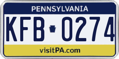 PA license plate KFB0274