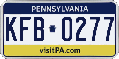 PA license plate KFB0277
