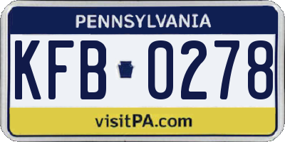 PA license plate KFB0278