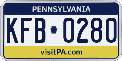 PA license plate KFB0280