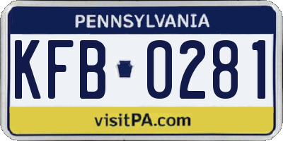 PA license plate KFB0281