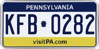 PA license plate KFB0282