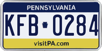 PA license plate KFB0284