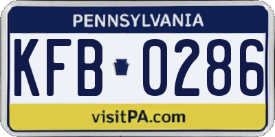 PA license plate KFB0286