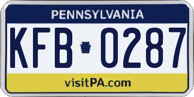 PA license plate KFB0287